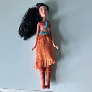 Disney Doll with Sparkling Orange Dress and Black Hair